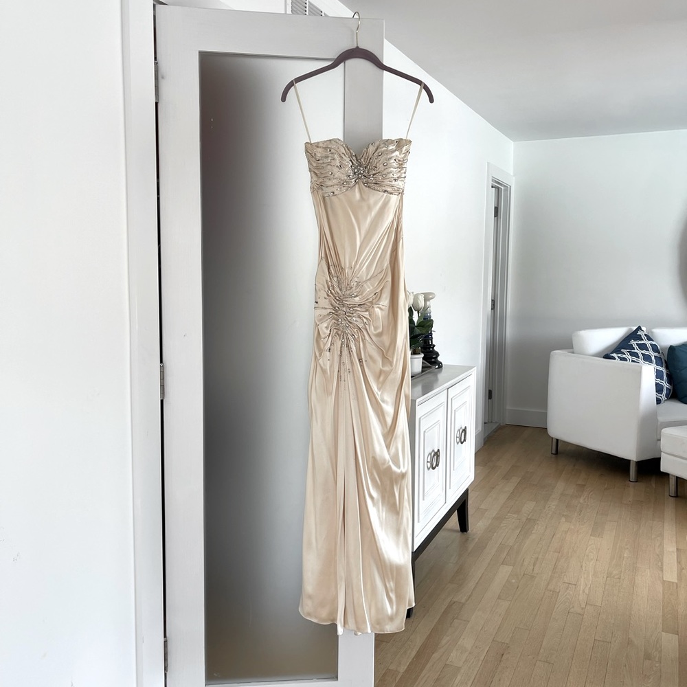 Silk embellished white gown